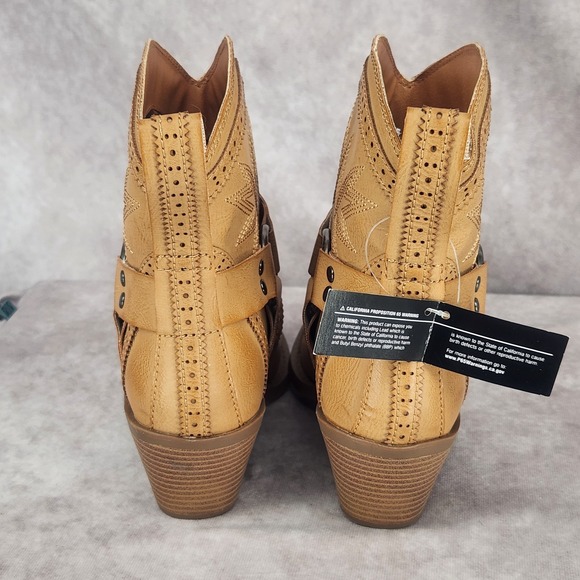 Code West‎ Cowboy Bootie Boots Womens 7 Western NWT Ankle Fashion Brown - Picture 4 of 6